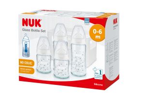 NUK -  First Choice - Старт сет Temperature Control силикон - 2х240мл + 2х120мл + кошница