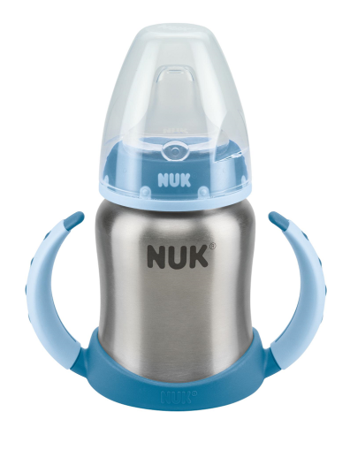 NUK - Шише от неръждаема стомана 125 мл. термо, 6+ мес. - First Choice.