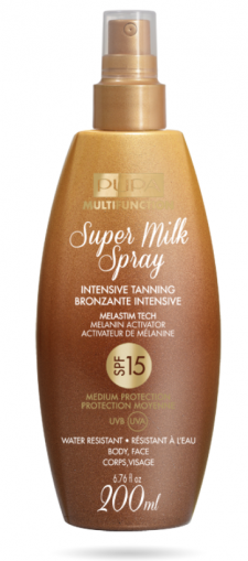 Pupa -  Sun- SUPER MILK SPRAY INTENSIVE TANNING SPF 15 / SPF 30   - Слънцезащитно мляко спрей  SPF 15 /  SPF30 . 200 ml