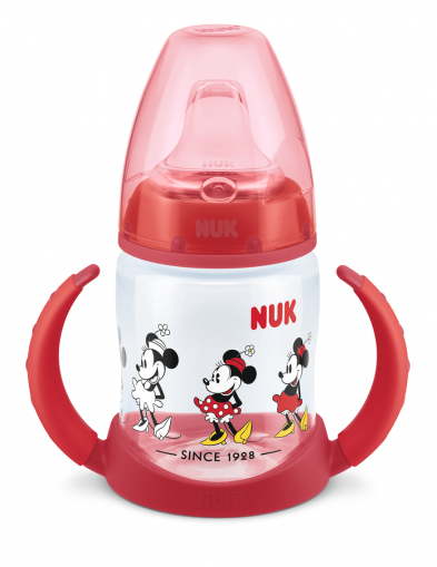 NUK - РР шише 150 мл., 6+ мес., с накрайник силикон за сок FC Mickey.