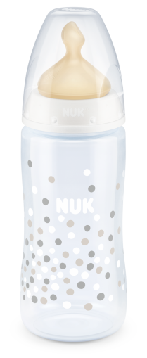 NUK - Стъклено шише 240 мл. каучук микс, 0-6 мес, р-р М - FC.