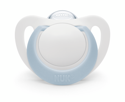 NUK - биберон залъгалка силикон 0-6 1бр. STAR + кутийка за съхранение и стерилизация в микровълнова.
