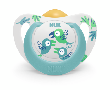 NUK -  биберон залъгалка каучук 6-18мес. 1бр. STAR  + кутийка.