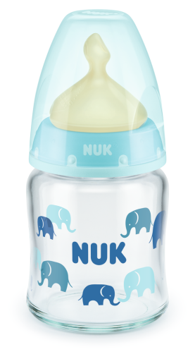 NUK - Стъклено шише Temperature Control  120 мл. каучук микс, 0-6 мес, р-р М - First Choice