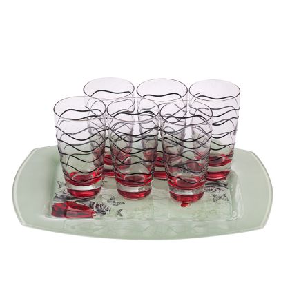 Moda Mostra - Red rose поднос с 6 чаши за вода