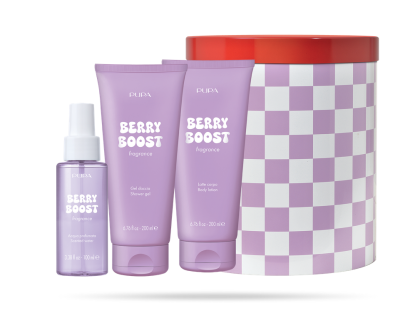 PUPA MILANO - HAPPY BOX  KIT 4 /  ДУШ ГЕЛ  + МЛЯКО ЗА ТЯЛО  + АРОМАТИЗИРАНА ВОДА + МЕТАЛНА КУТИЯ/ 6 аромата. 200 & 200 & 100  ml