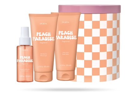 PUPA MILANO - HAPPY BOX  KIT 4 /  ДУШ ГЕЛ  + МЛЯКО ЗА ТЯЛО  + АРОМАТИЗИРАНА ВОДА + МЕТАЛНА КУТИЯ/ 6 аромата. 200 & 200 & 100  ml