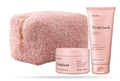 PUPA MILANO - TEDDYLAND  KIT 1-  ДУШ ГЕЛ + ПОДХРАНВАЩ КРЕМ ЗА ТЯЛО + НЕСЕСЕР / 4 аромата. 