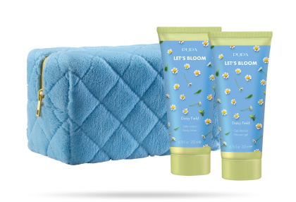 PUPA MILANO -  LET`S BLOOM  KIT 1  ДУШ ГЕЛ + МЛЯКО ЗА ТЯЛО  + НЕСЕСЕР/ 4 аромата. 200 & 200  ml