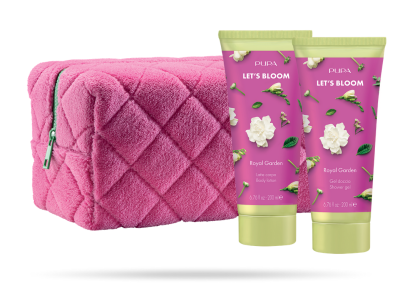 PUPA MILANO -  LET`S BLOOM  KIT 1  ДУШ ГЕЛ + МЛЯКО ЗА ТЯЛО  + НЕСЕСЕР/ 4 аромата. 200 & 200  ml