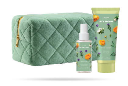PUPA MILANO - LET`S BLOOM KIT 2  ДУШ ГЕЛ  + АРОМАТИЗИРАНА ВОДА + НЕСЕСЕР / 4 аромата. 200 & 100 & 100  ml
