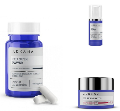 ARKANA - Комплект EXO POWER/ Комплекст екзозоми за пиене и екзозомен серум за лице