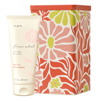 PUPA MILANO - FLOWER ARTIST SET BODY LOTION & SHOWER GEL/ Комплект за жени Душ гел & Лосион за тяло в красива метална кутия в 6 аромата.  200 & 200  ml
