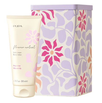 PUPA MILANO - FLOWER ARTIST SET BODY LOTION & SHOWER GEL/ Комплект за жени Душ гел & Лосион за тяло в красива метална кутия в 6 аромата.  200 & 200  ml