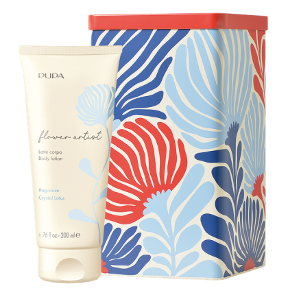 PUPA MILANO - FLOWER ARTIST SET BODY LOTION & SHOWER GEL/ Комплект за жени Душ гел & Лосион за тяло в красива метална кутия в 6 аромата.  200 & 200  ml