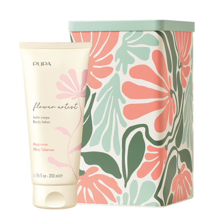 PUPA MILANO - FLOWER ARTIST SET BODY LOTION & SHOWER GEL/ Комплект за жени Душ гел & Лосион за тяло в красива метална кутия в 6 аромата.  200 & 200  ml