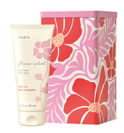 PUPA MILANO - FLOWER ARTIST SET BODY LOTION & SHOWER GEL/ Комплект за жени Душ гел & Лосион за тяло в красива метална кутия в 6 аромата.  200 & 200  ml