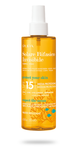 Pupa  SUN - INVISIBLE TWO-PHASE SUNSCREEN SPF  50, 30, 15 BODY - FACE  / ДВУФАЗЕН ПРЕДПАЗВАЩ СПРЕЙ SPF 50, 30, 15  за ТЯЛО - ЛИЦЕ.. 200 ml