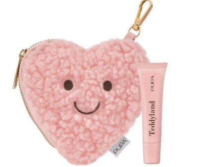 PUPA MILANO - TEDDYLAND  Балсам за устни + мини несесер във формата на сърце.10 ml
