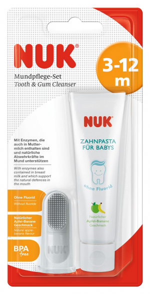 NUK - Пръстче за масаж  + паста за зъби 3+
