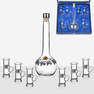 Freitas & Dores - Комплект 6 кристални чаши за ракия + бутилка.