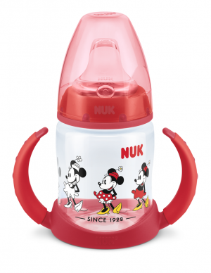 NUK - РР шише 150 мл., 6+ мес., с накрайник силикон за сок FC Mickey.
