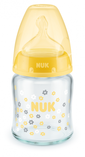 NUK - Стъклено шише 120 мл. силикон микс, 0-6 мес, р-р М - FC.