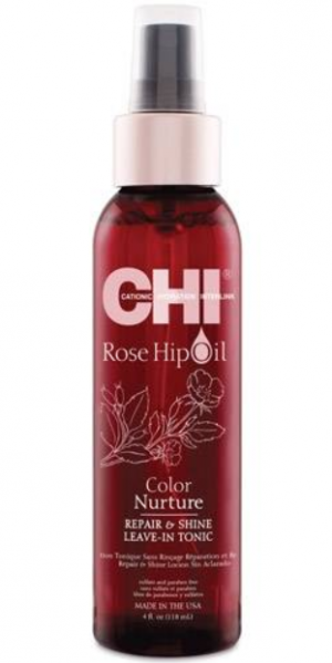 CHI - Rose hip oil  Repair&Shine Leave-in Tonic - Възстановяващ спрей за боядисана коса . 118 ml