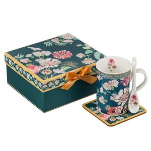New Wish Studio Porcelain - Сет чаша за кафе + кутия - Полски цветя