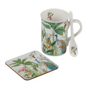 New Wish Studio Porcelain - Фламинго сет кафе+лъжичка и чинийка