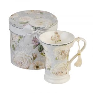 New Wish Studio Porcelain - Бяла роза MUG чай + кутия