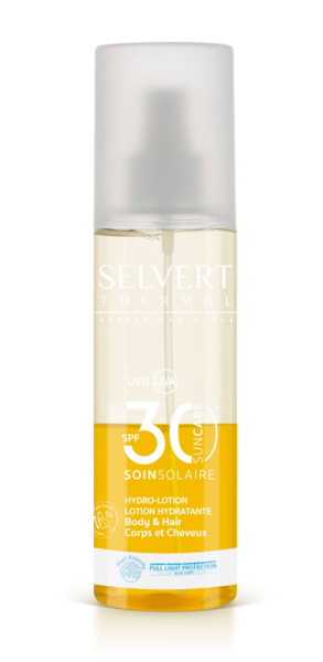 Selvert Thermal  -  Sun Care  Hydro-Lotion Body & Hair SPF 30  Бифазен слънцезащитен лосион за тяло и коса. 200ml