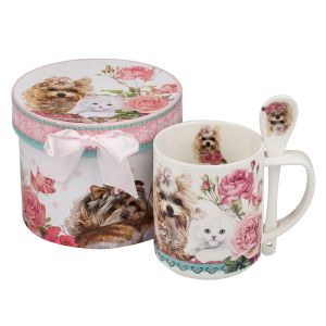New Wish Studio Porcelain - Сет чаша  и лъжичка  Коте и куче