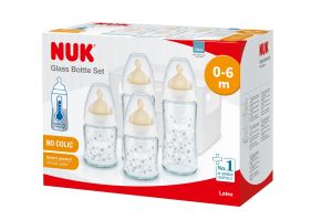 NUK -  First Choice+ - Старт сет Temperature Control каучук - 2х240мл + 2х120мл + кошница