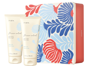PUPA MILANO - FLOWER ARTIST SET BODY LOTION & SHOWER GEL/ Комплект за жени Душ гел & Лосион за тяло в красива метална кутия в 6 аромата.  200 & 200  ml