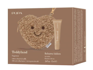 PUPA MILANO - TEDDYLAND  Балсам за устни + мини несесер във формата на сърце.10 ml
