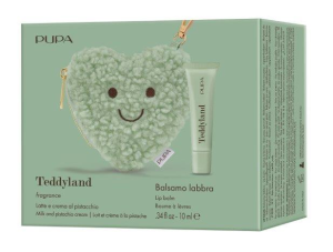 PUPA MILANO - TEDDYLAND  Балсам за устни + мини несесер във формата на сърце.10 ml
