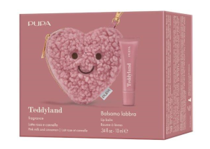 PUPA MILANO - TEDDYLAND  Балсам за устни + мини несесер във формата на сърце.10 ml