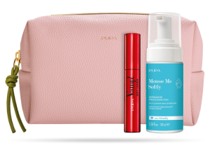 Pupa - VAMP! SET SEXY LASHES MASCARA + MOUSSE ME SOFTLY 100ML + BEAUTY POUCH    Комплект спирала за провокативен обем и красиво извити мигли, пяна дегримьор  и  малка чантичка несесер.