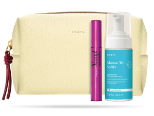 Pupa - VAMP! SET LASH EXTENDER MASCARA +  MOUSSE ME SOFTLY 100ML + BEAUTY POUCH  Комплект  Спирала за 3D обем и удължаване,, пяна за дегримиране  и  малка чантичка несесер.