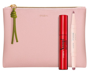 Pupa - VAMP! SET SEXY LASHES MASCARA + VAMP CREAMY DUO LIPS 006 + FLAT CLUTCH    Комплект спирала за провокативен обем и красиво извити мигли &  Молив контур устни и  чанта тип „клъч“.