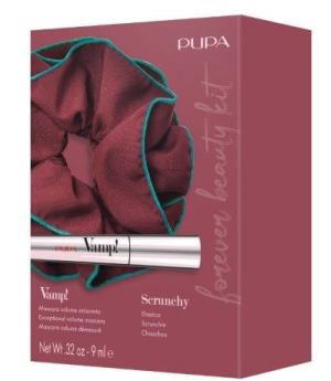 Pupa - VAMP! SET ! MASCARA + SCRUNCHIE  /  Комплект  Спирала за изключителен обем и ефект на "Изкуствени мигли" и ластик за коса